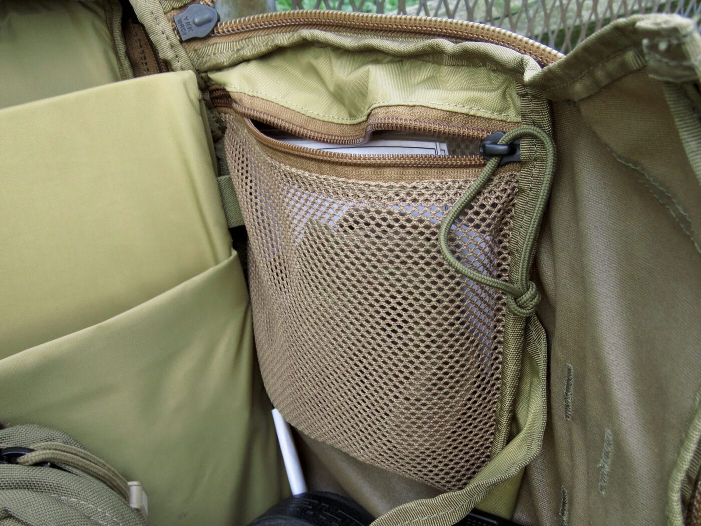 Storage compartment on Mystery Ranch backpack