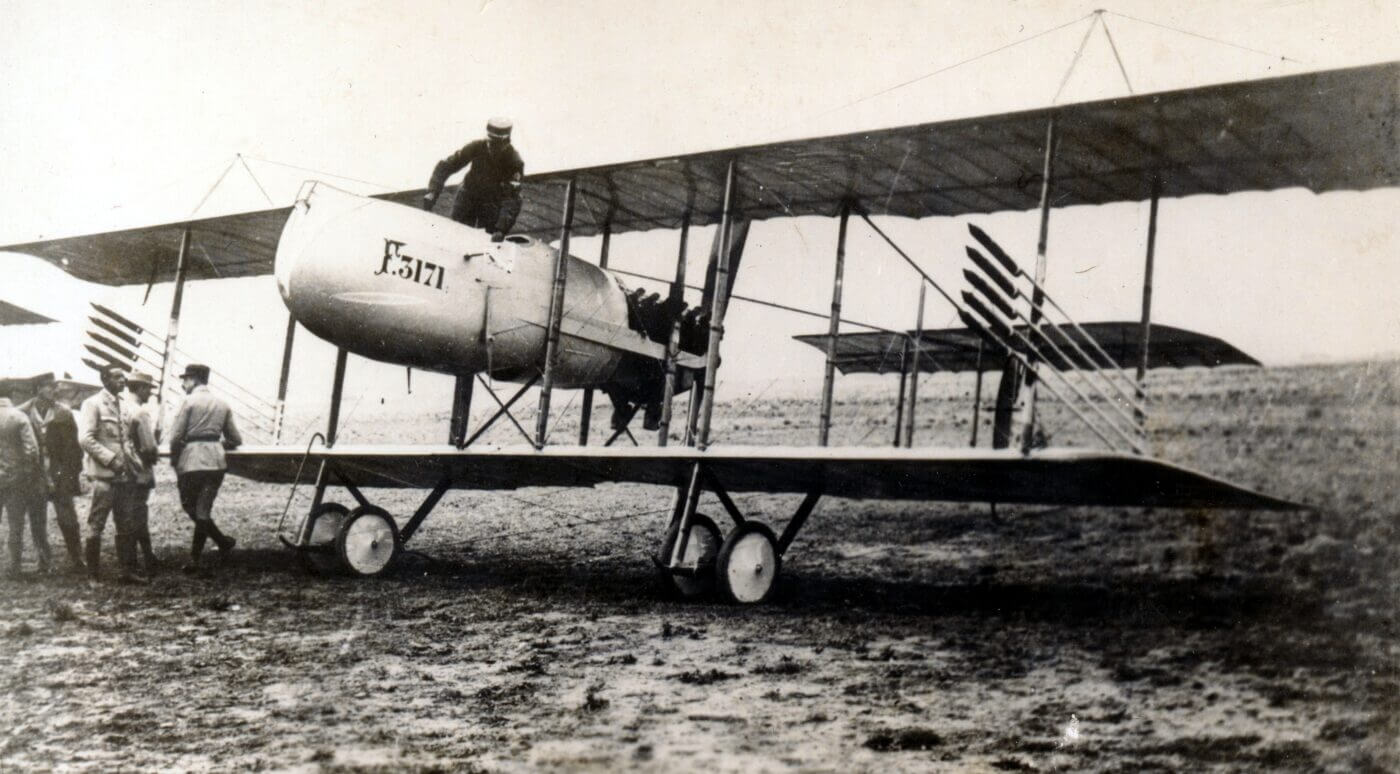 Farman plane with rockets