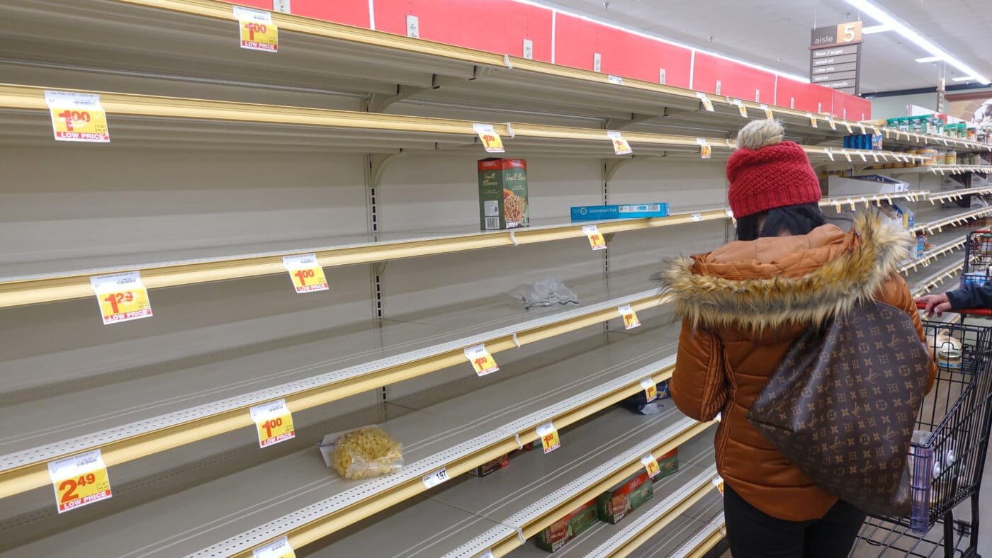 Empty grocery store shelves