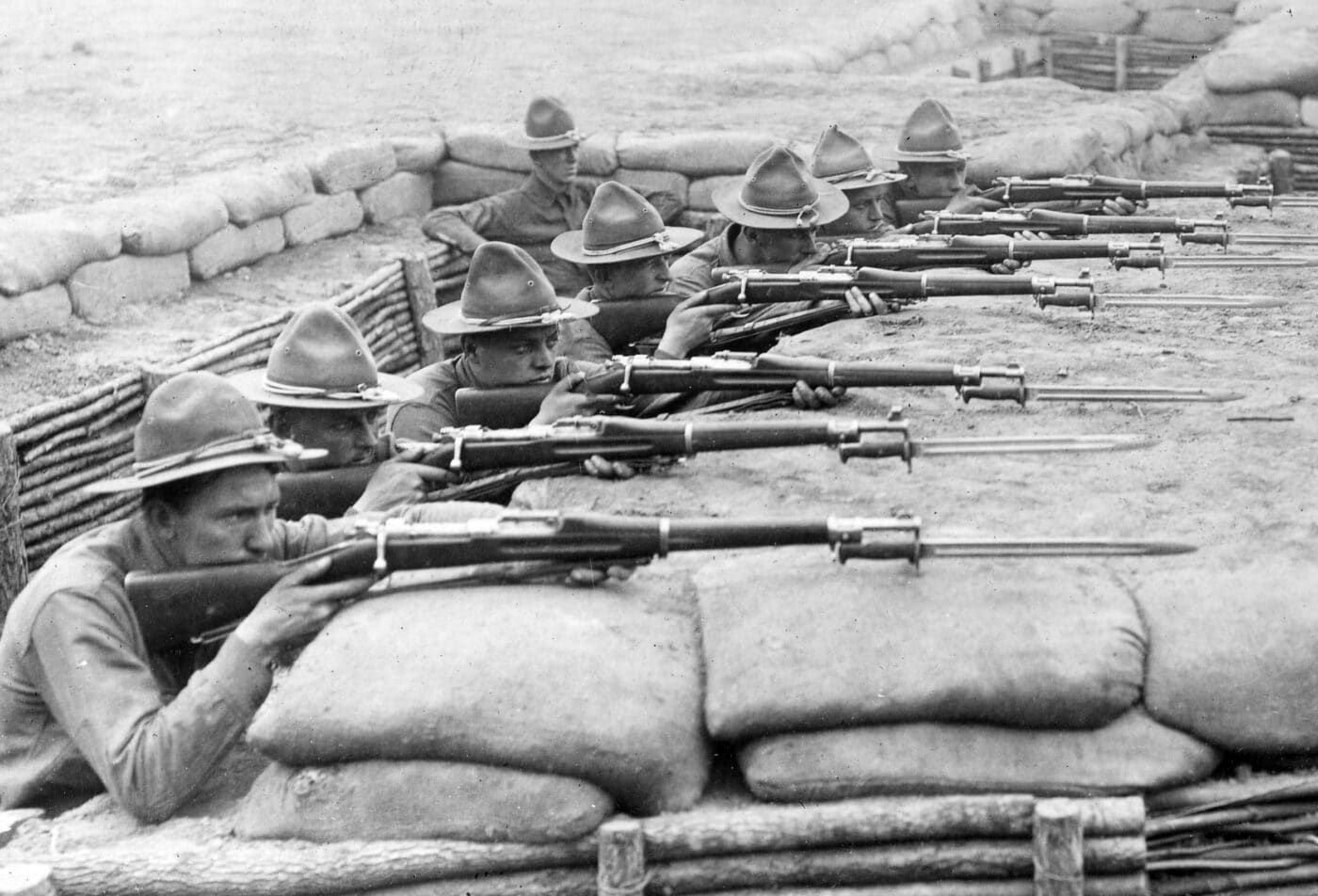 US Army recruits training with M1903 rifles