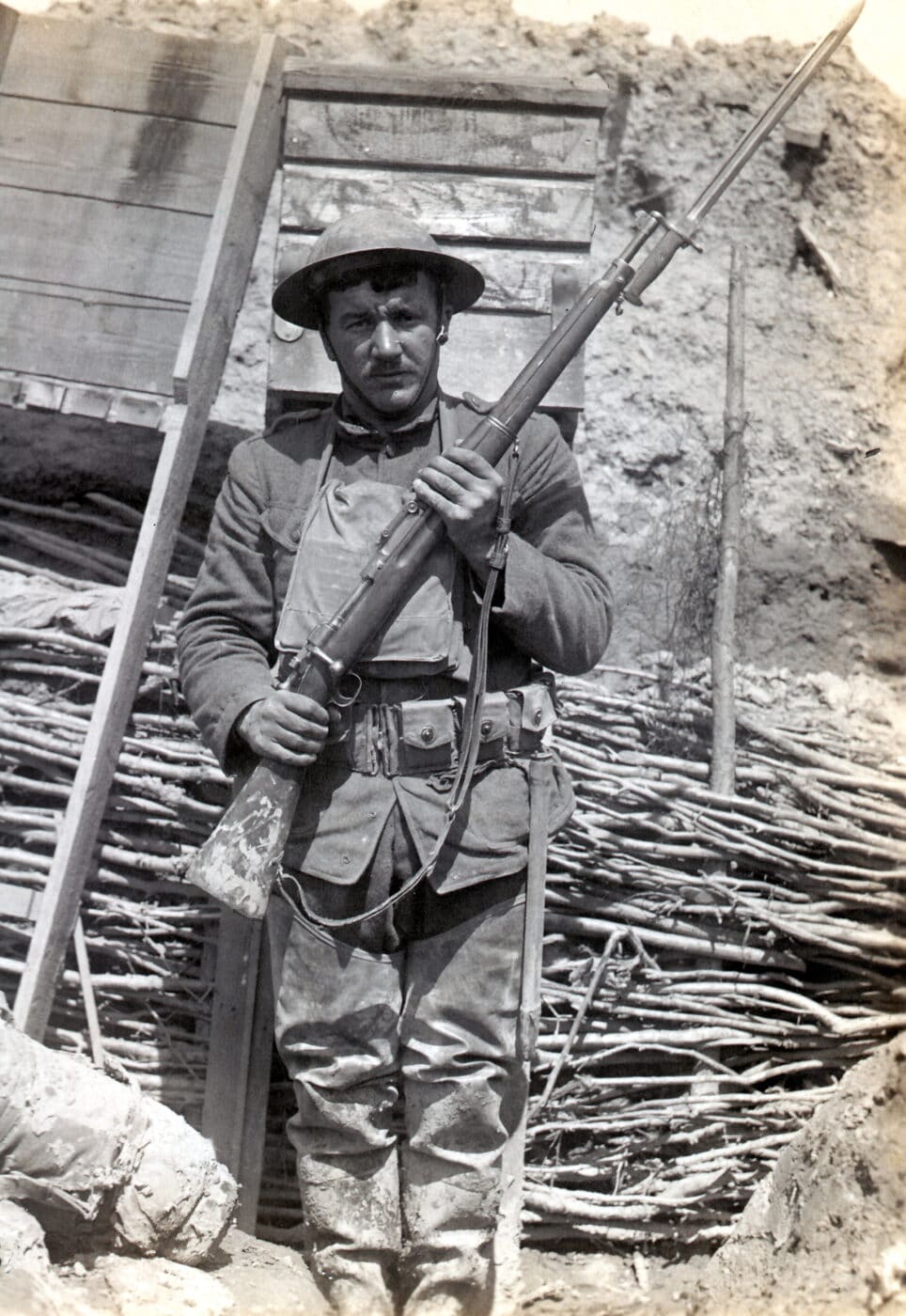 Battle-hardened U.S. soldier and his M1903 during WWI