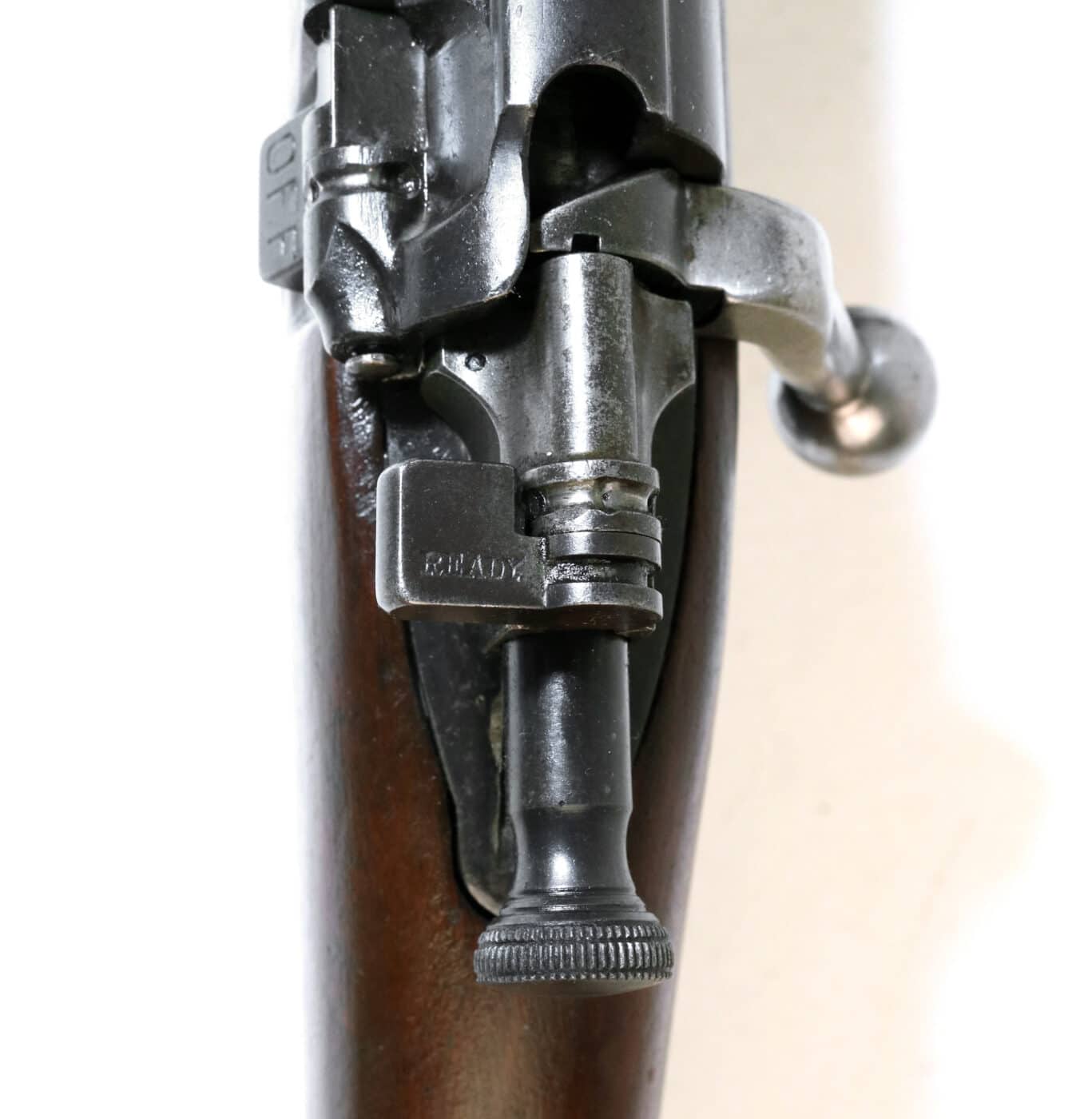 Close up of M1903 rifle pivoting safety lever