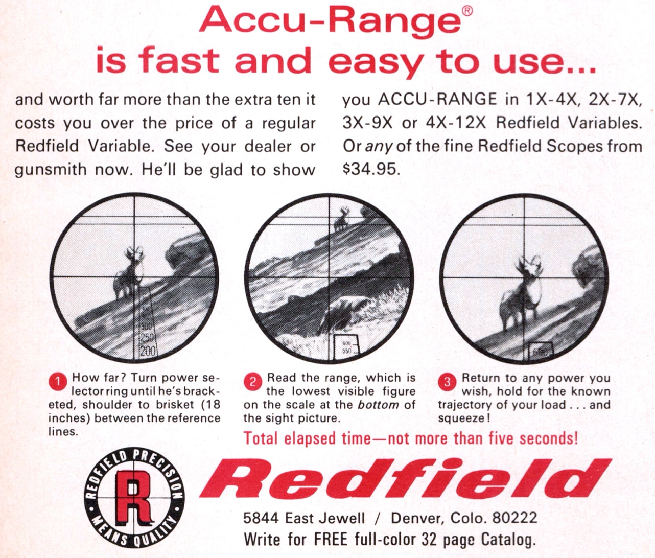 Redfield Accu-Range scope ad vanaf 1968