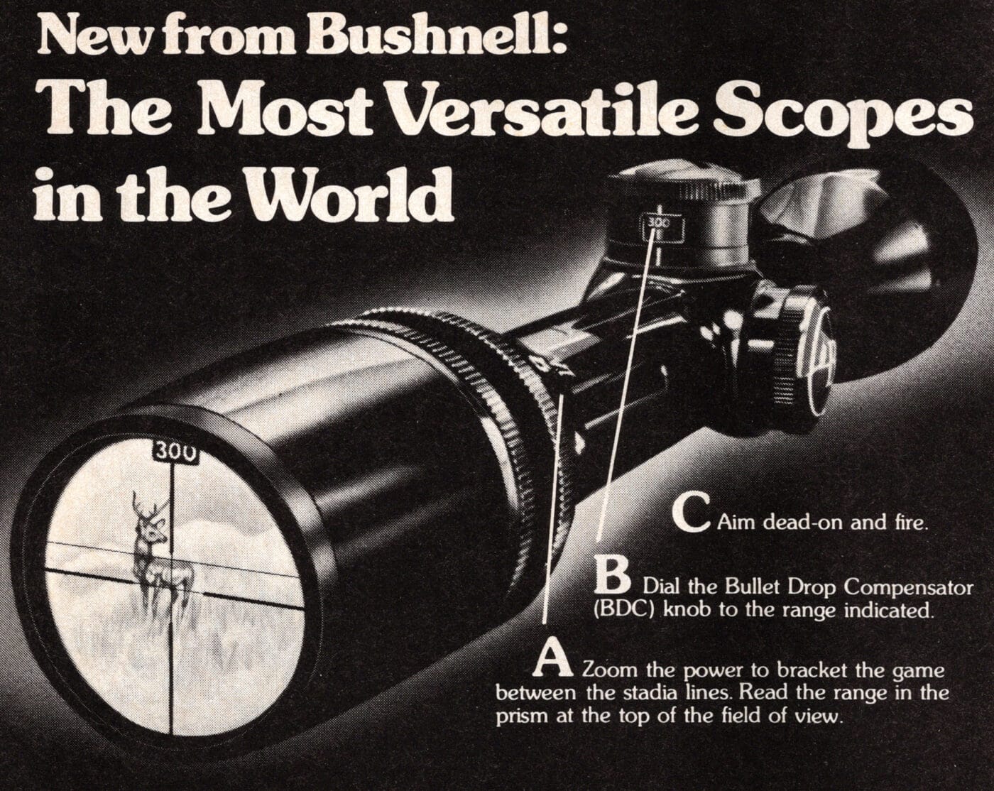 1979 publicité avec Bushnell BDC scope for hunting 