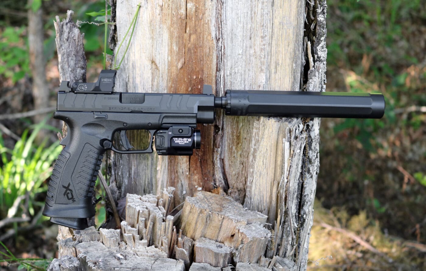 Surefire Ryder 9-Ti2 Sound Suppressor on an XD-M Elite OSP pistol