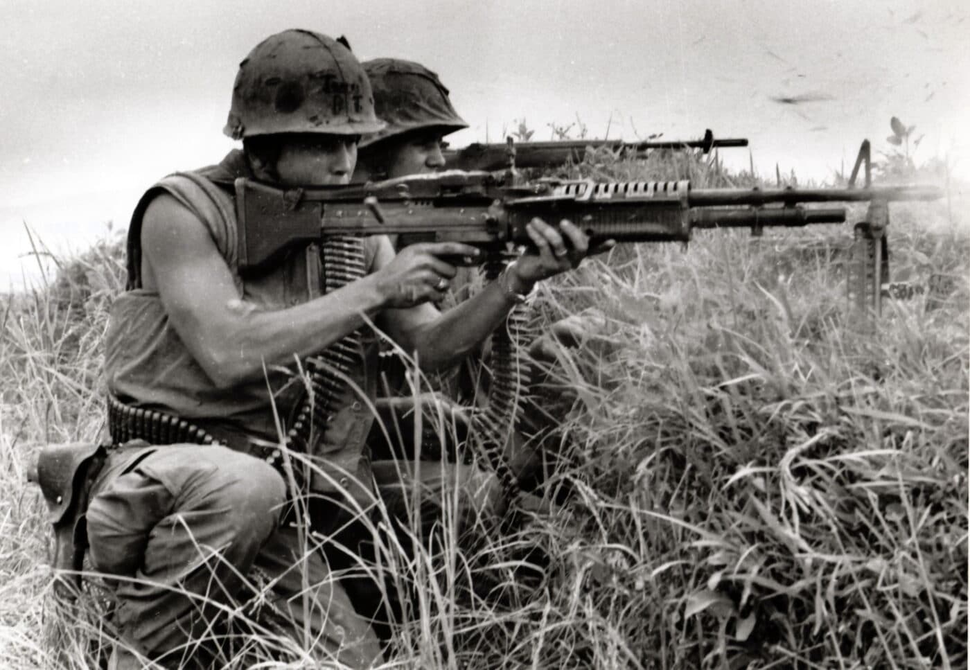 USMC M60 being used by solders in the DMZ between North and South Vietnam in May of 1967