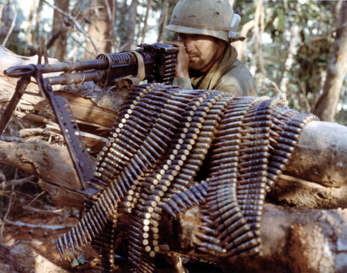 M60 in combat during battle in Vietnam