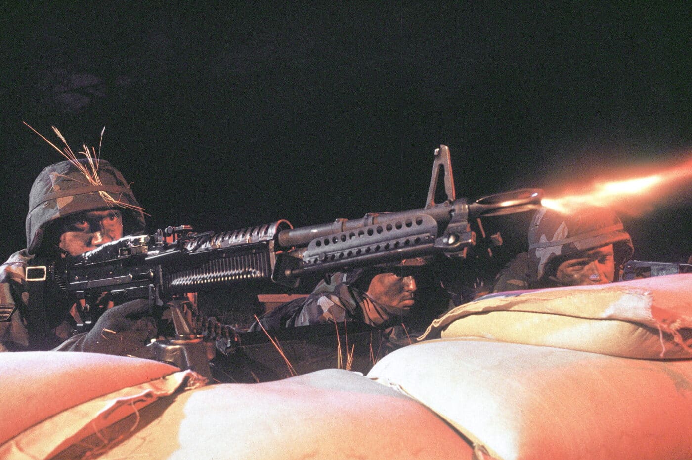 USAF airman firing M60