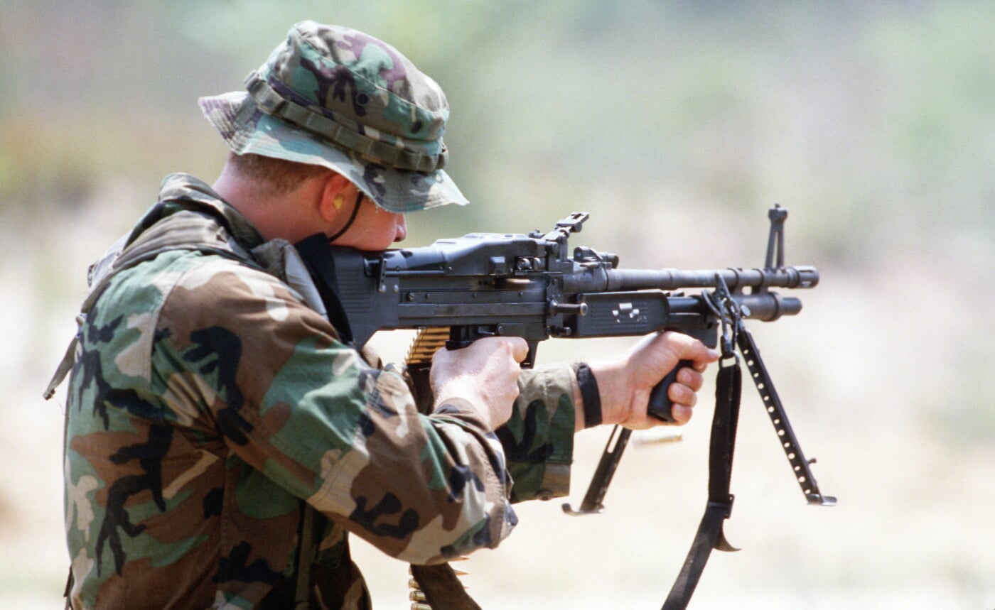 U.S. Navy SEAL firing M60 machine gun