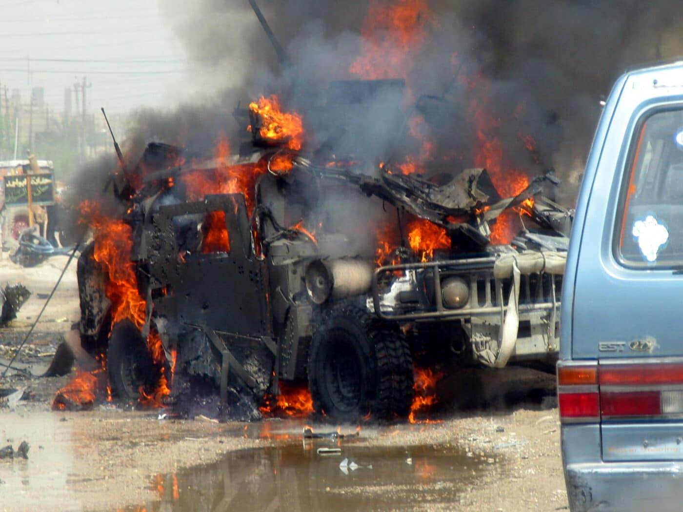 Avila's Humvee after being hit by IED