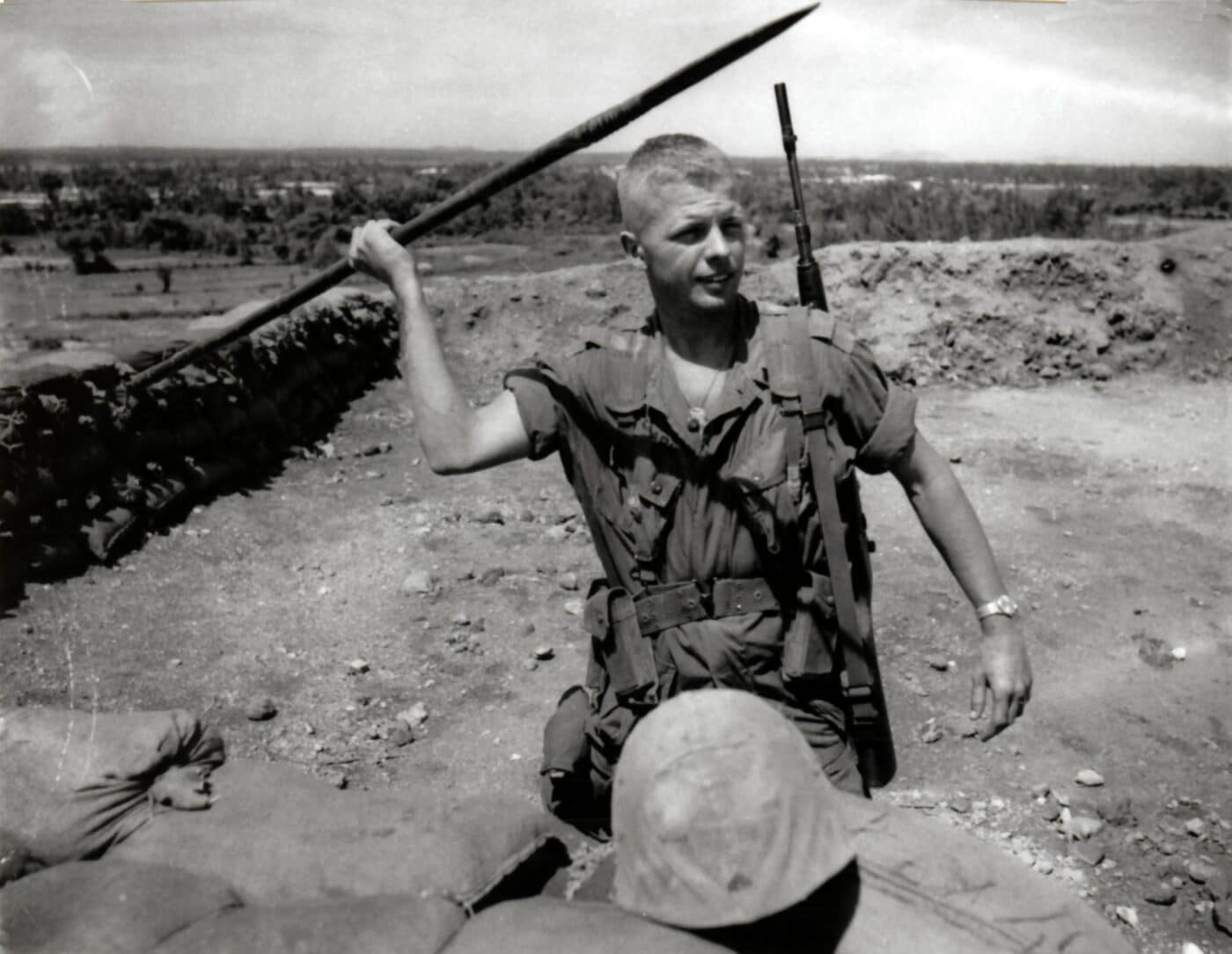 Viet Cong spear being held by US soldier