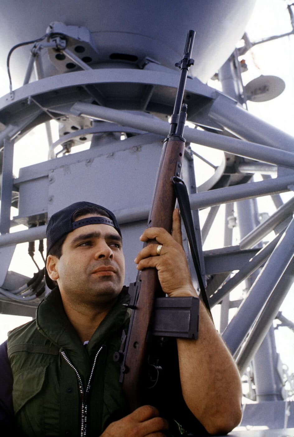 U.S. Sailor on USS Taurus with M14