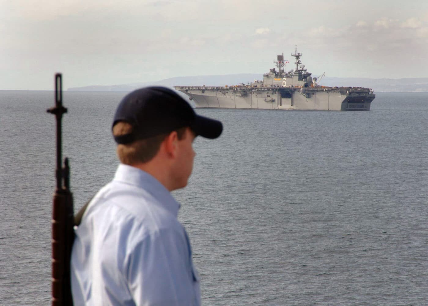 Sailor on watch aboard the USS Tarawa