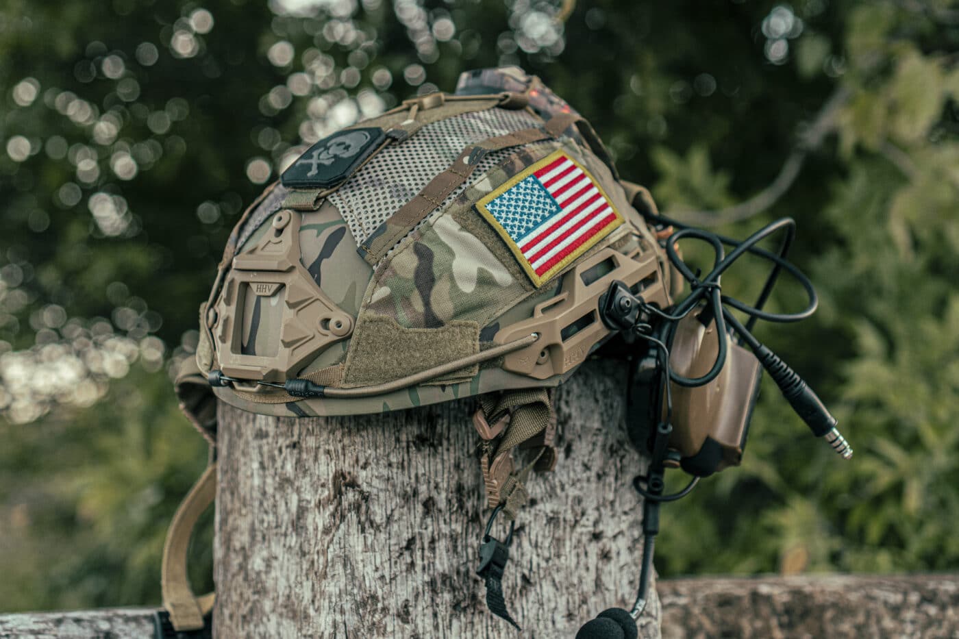 HHV ATE Gen II helmet on a stump