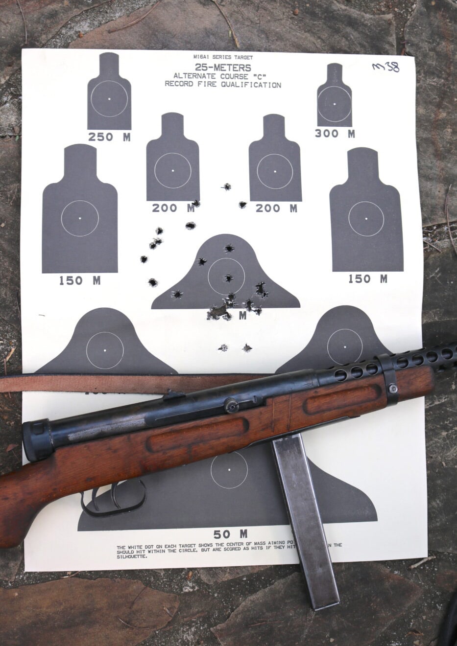 Target after shooting Model 38A on full auto