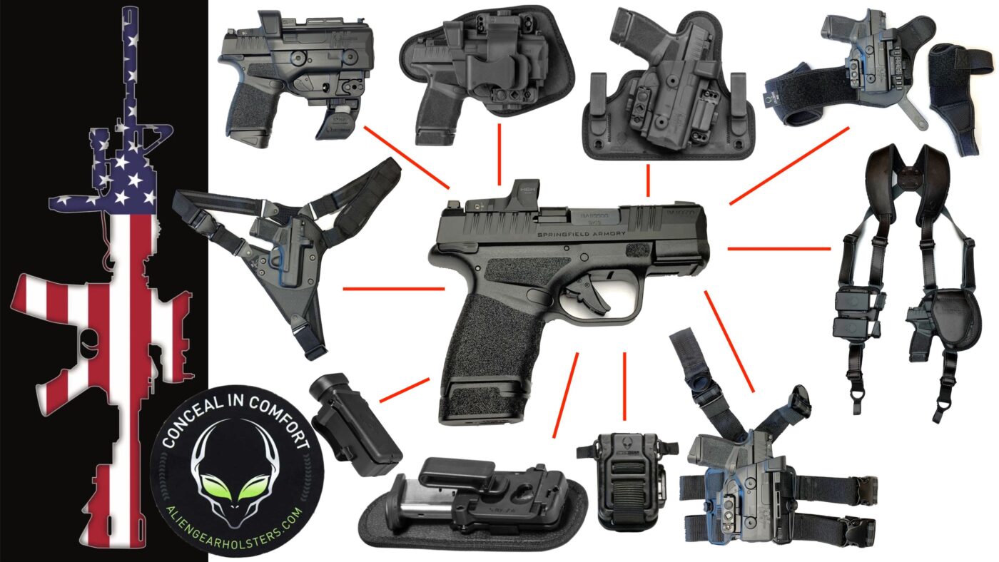 Many different carry rigs from Alien Gear for the Springfield Armory Hellcat pistol