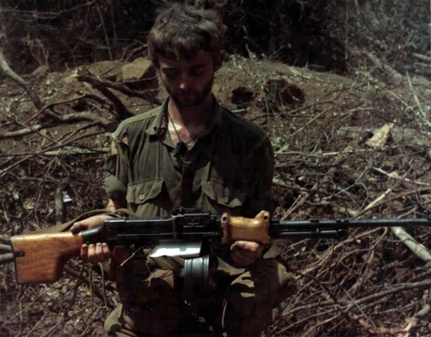 Australian soldier in Vietnam with RPD machine gun