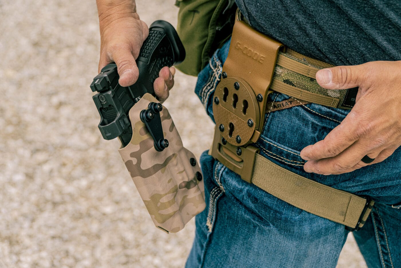 Holster mounting to battle belt