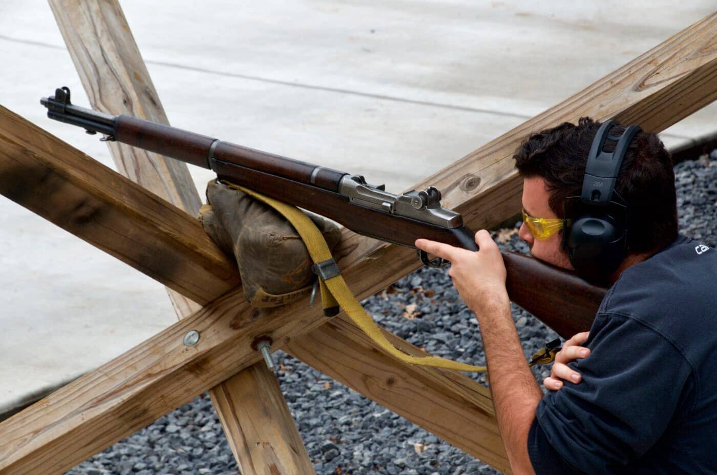 Man shooting an M1 Garand