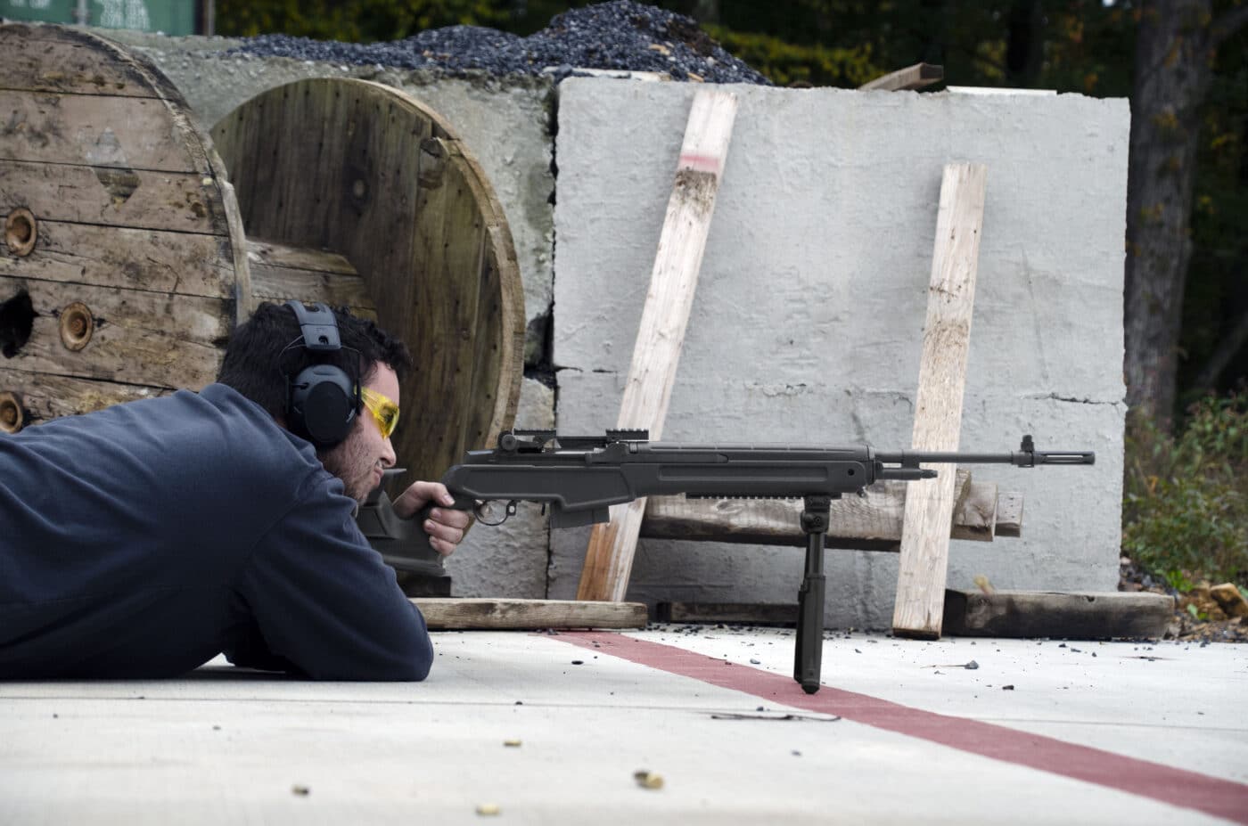Man shooting the Springfield M1A Loaded Precision rifle
