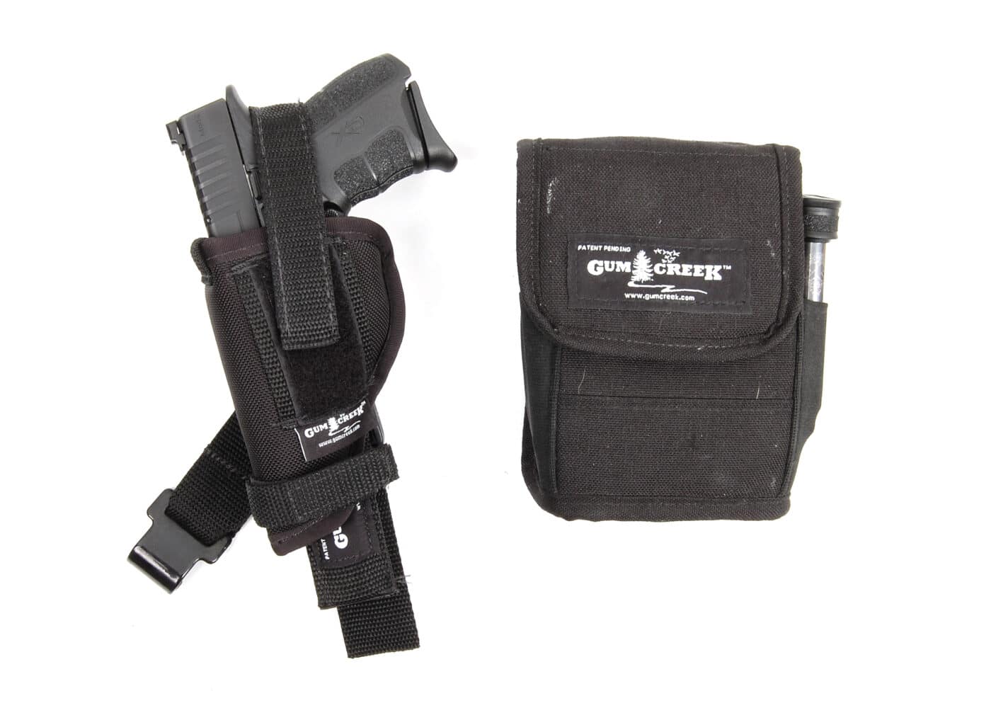 Gum Creek Vehicle Holster with pistol in it