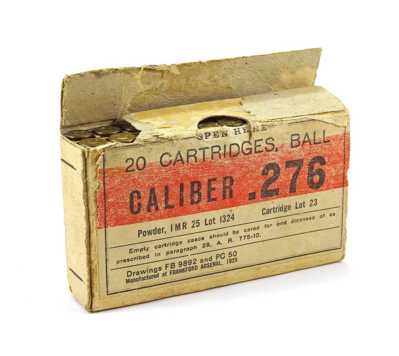 A box of non-lubricated .276 ammunition