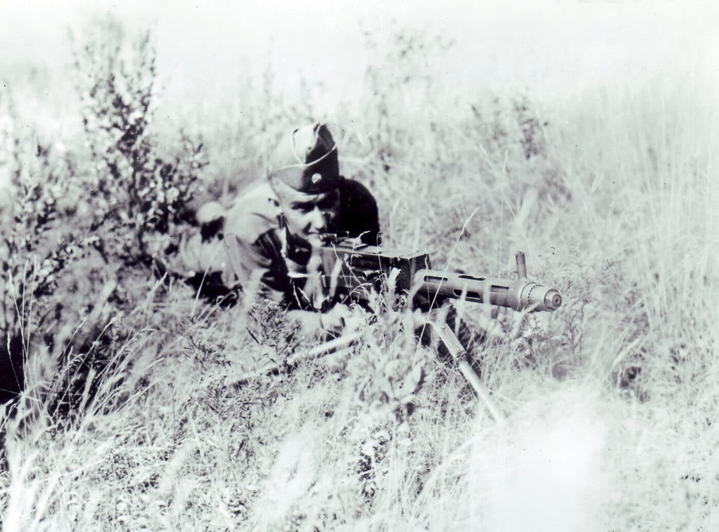 Soldier using an M1919A2 in the field