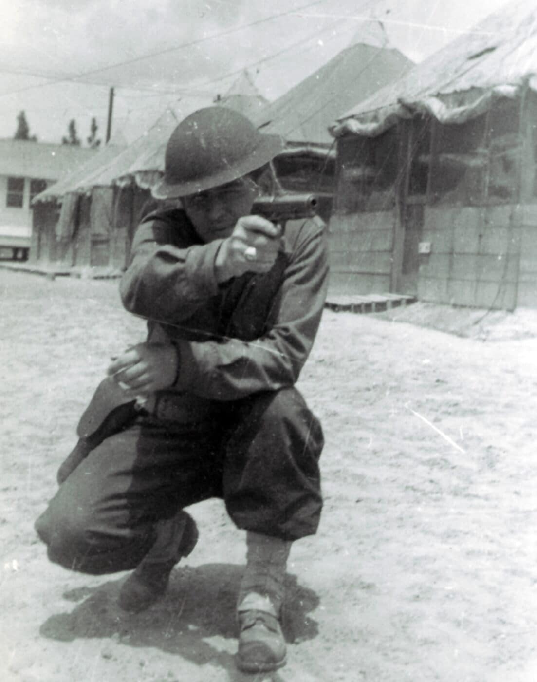 Solider posing with 1911 pistol