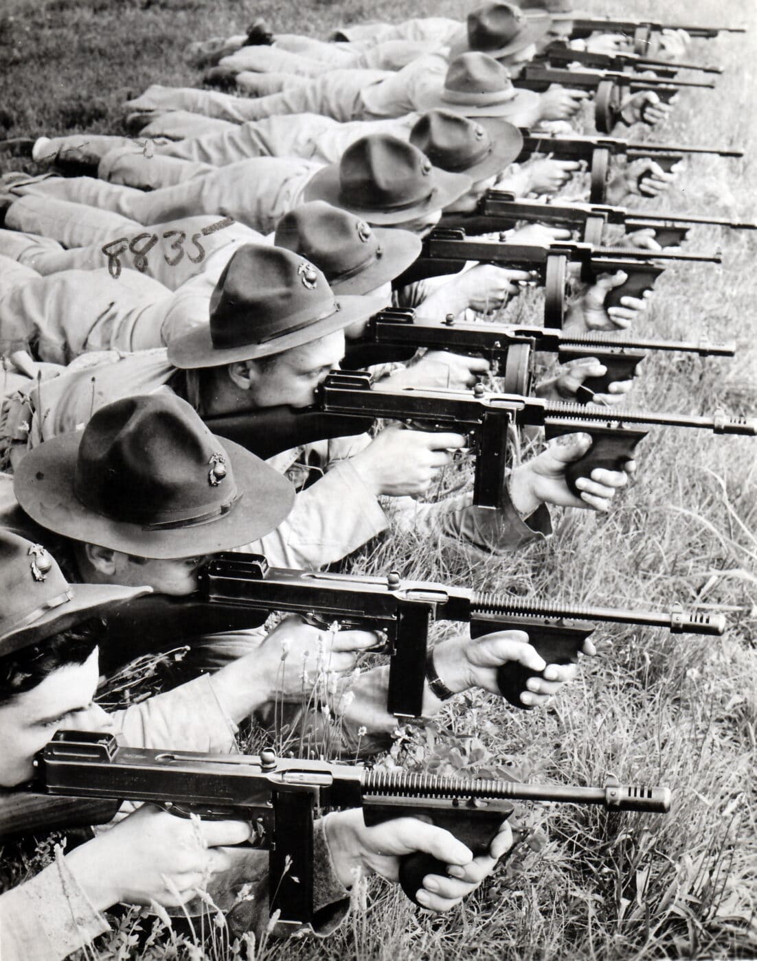 Soldiers using Thompson guns at Quantico