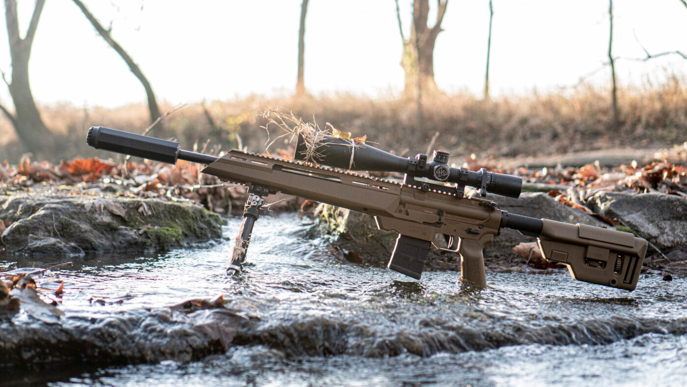 SAINT Edge ATC rifle in river