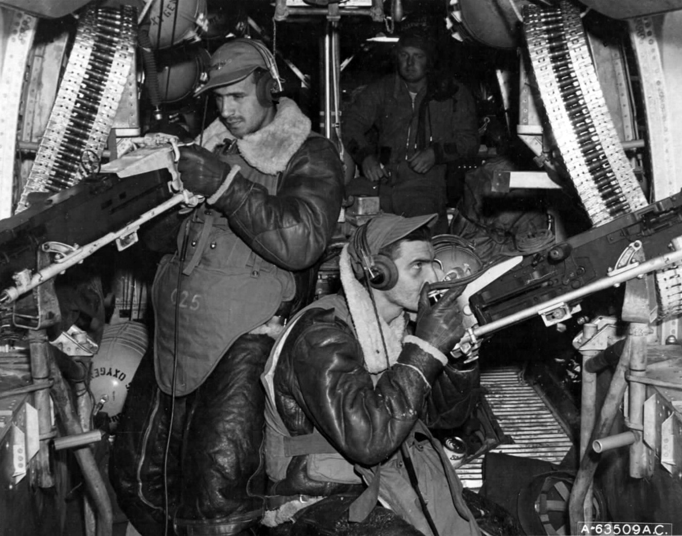 B-24 waist gunners over Wake Island