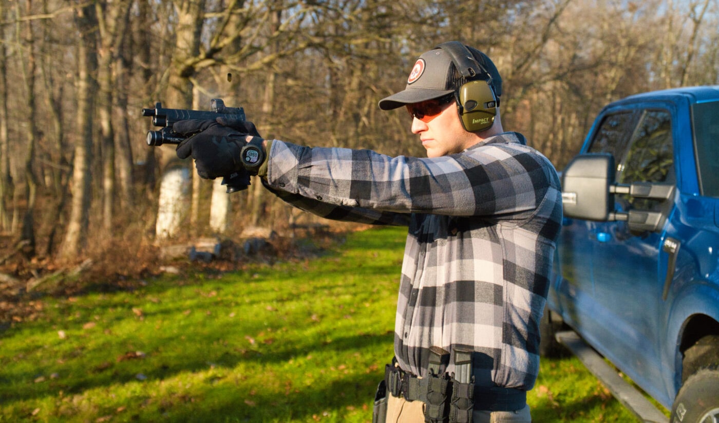 Man shooting a pistol