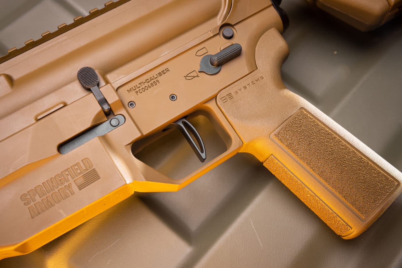 LaRue MBT flat two-stage trigger shown on a SAINT Edge ATC rifle