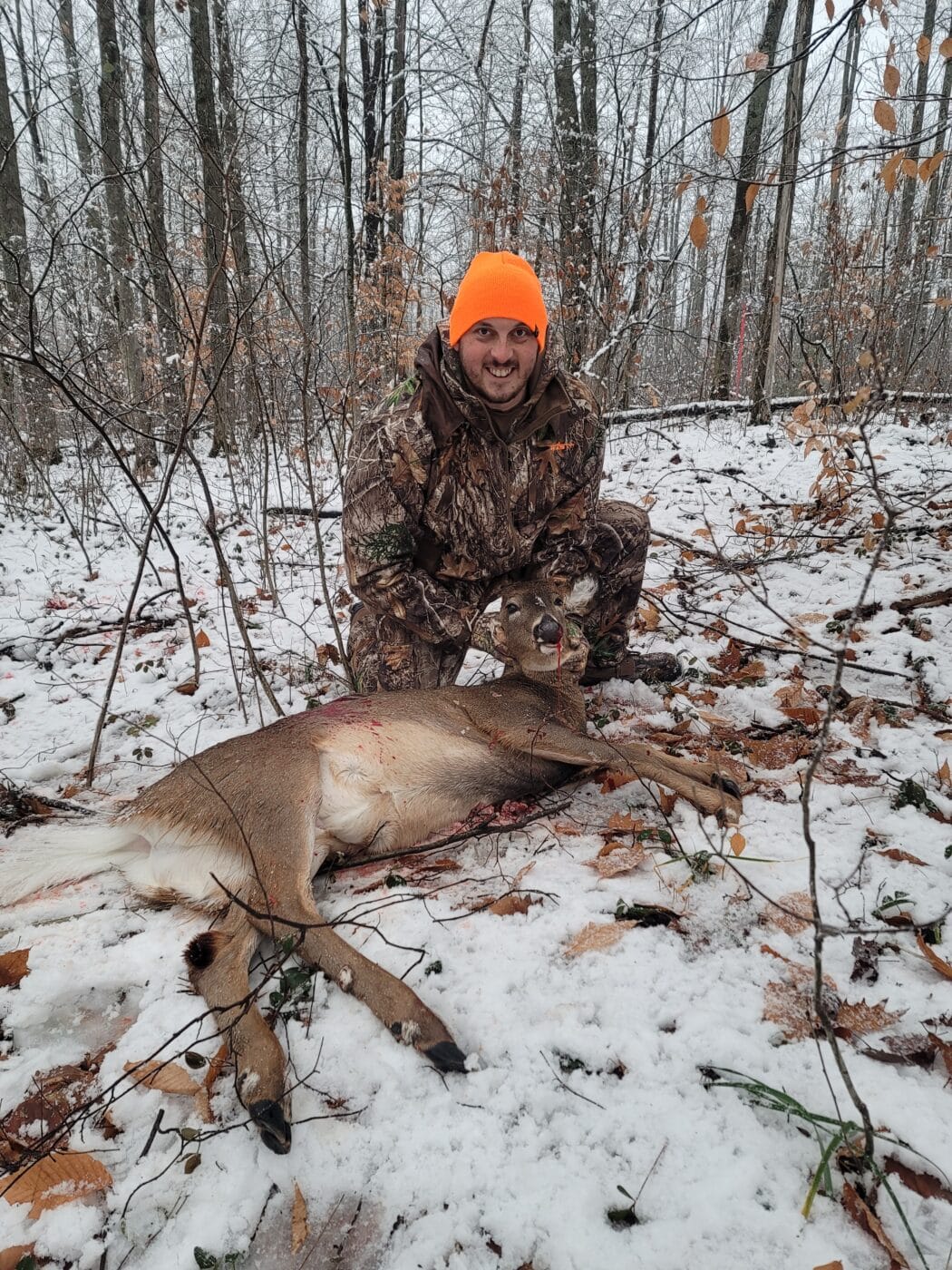 Man deer hunting in Michigan