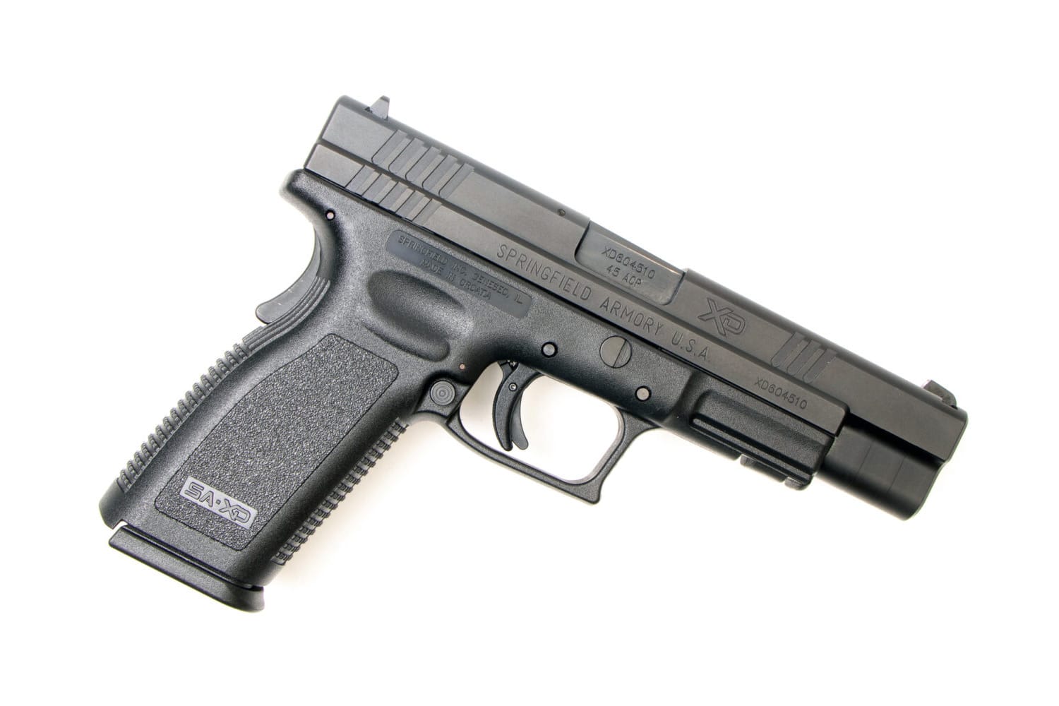 Side view of the Springfield XD Tactical .45 ACP pistol