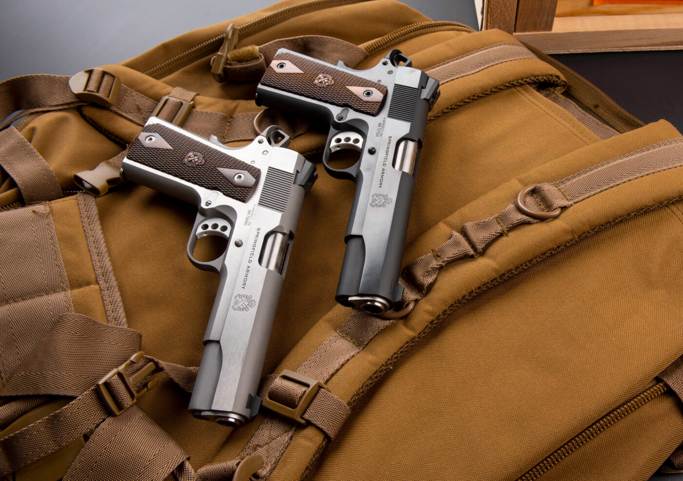 Springfield Armory Garrison 1911 pistols in blued and stainless versions