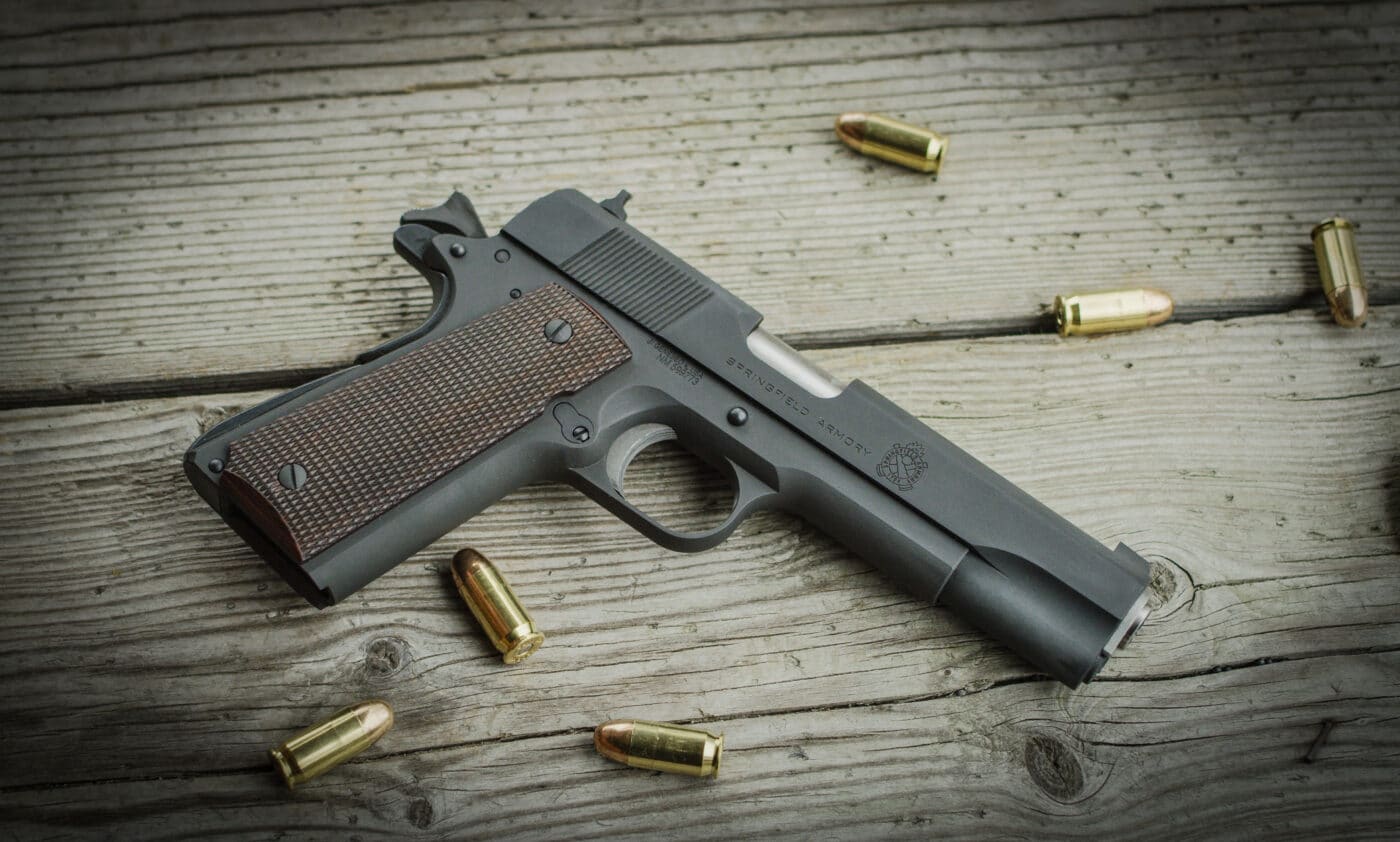 Springfield Armory Mil-Spec 1911 pistol with a Parkerized finish