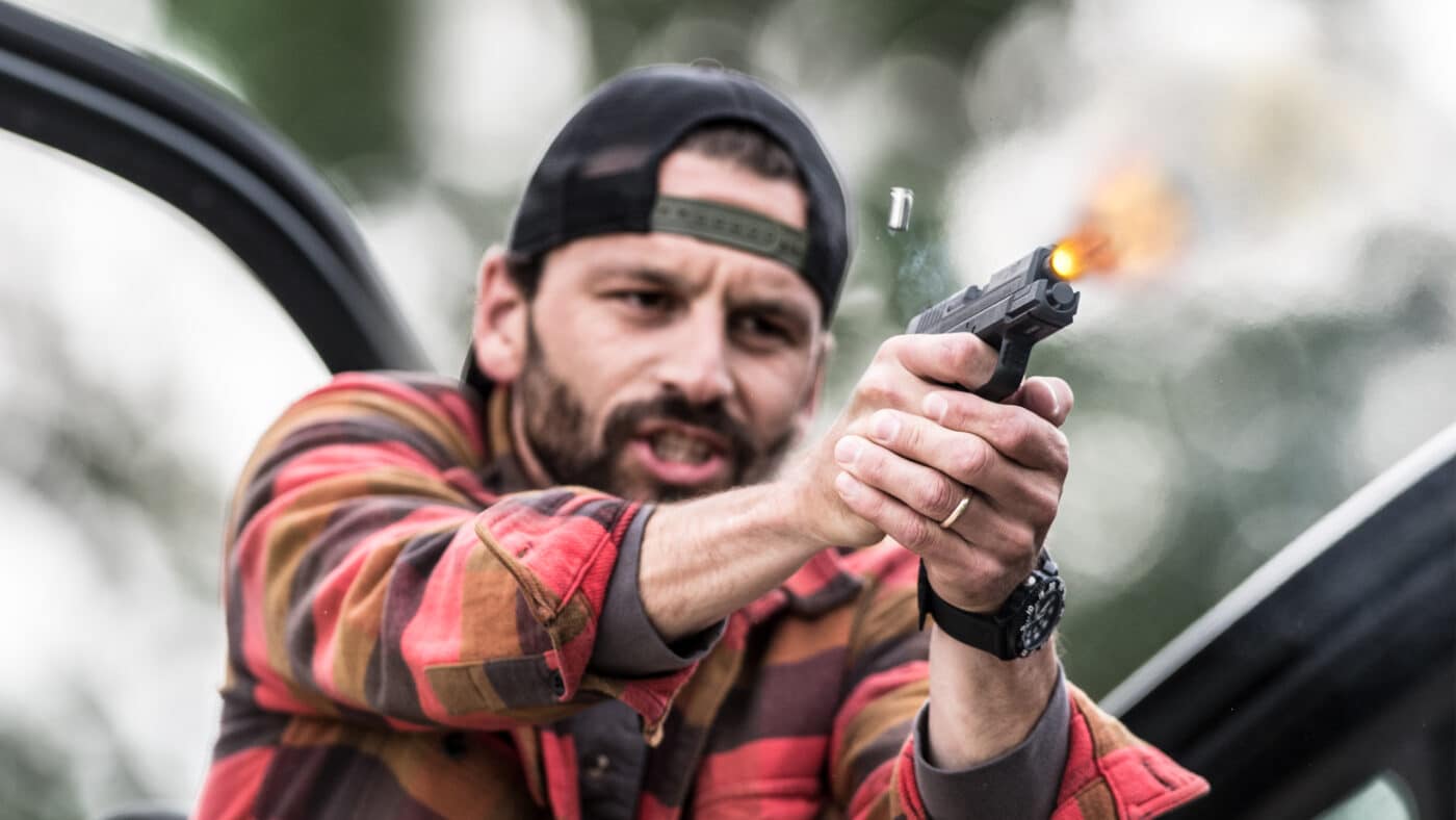 Man shooting a pistol