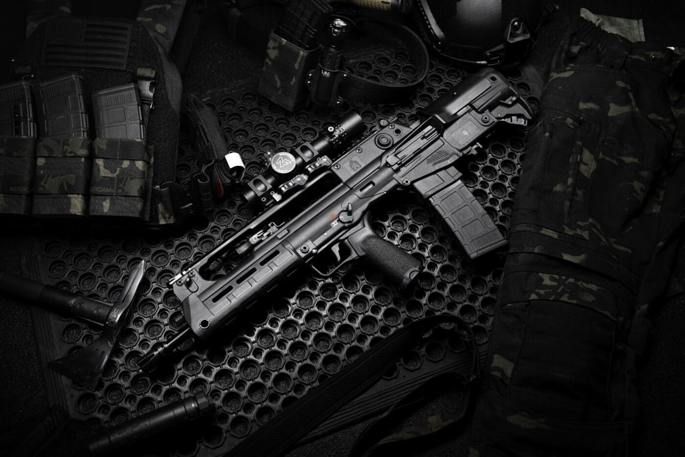 Springfield Armory Hellion side view with tactical gear