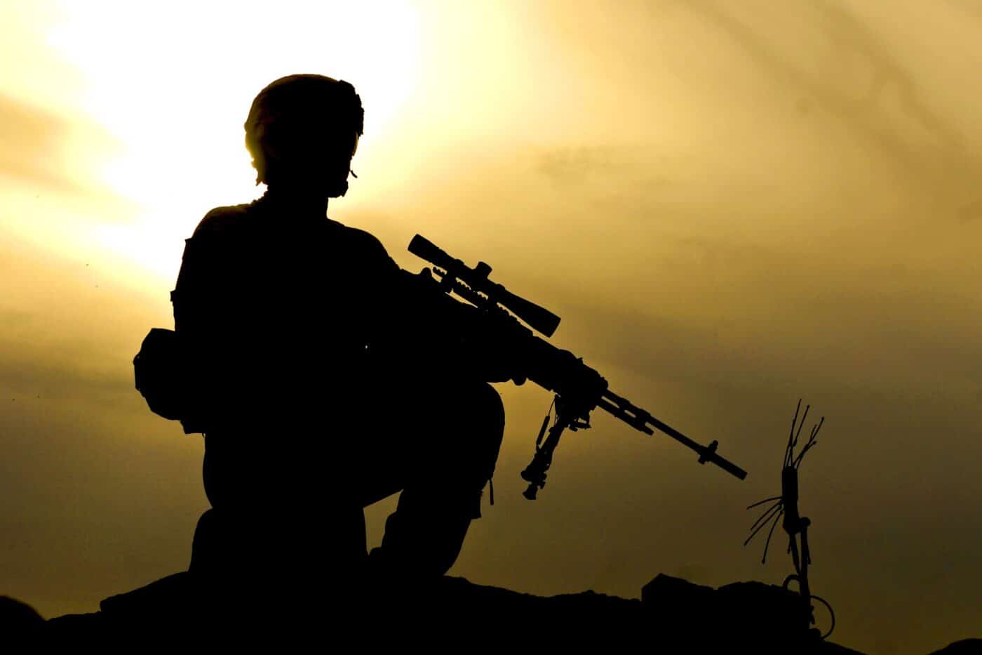 U.S. soldier with M14 in Afghanistan