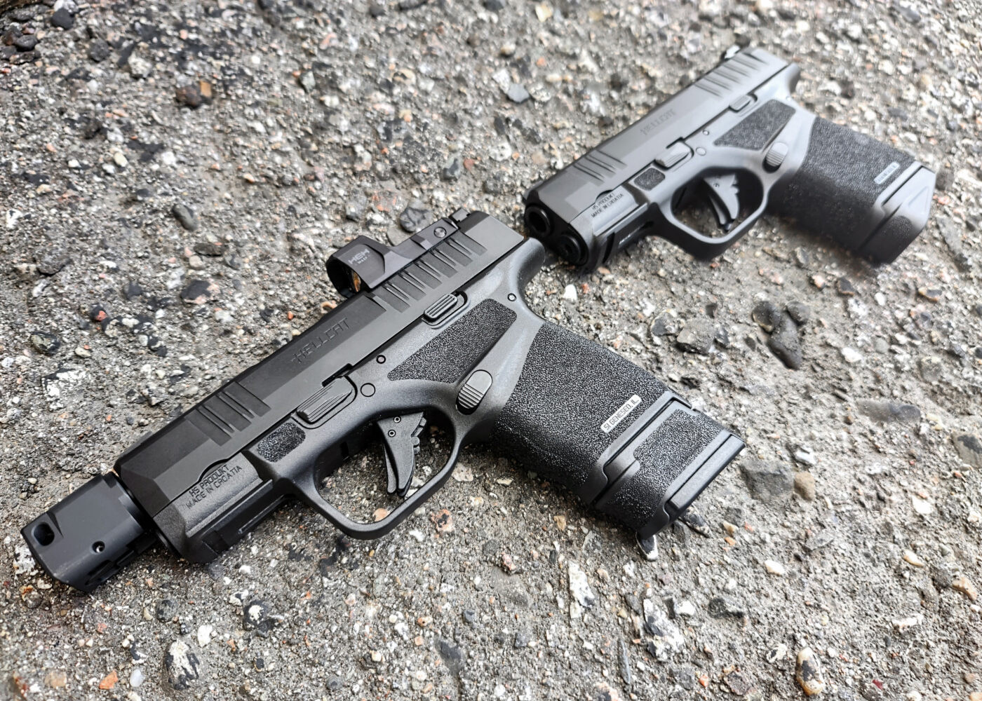 Side by side comparison of the Springfield Hellcat pistols