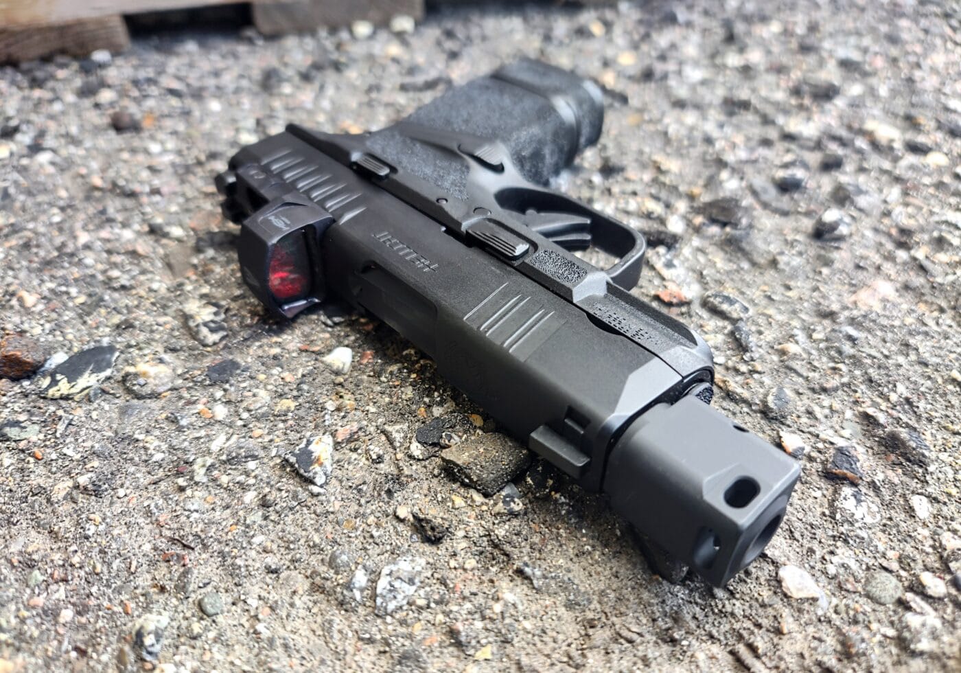 Angled top view of the Hellcat RDP handgun