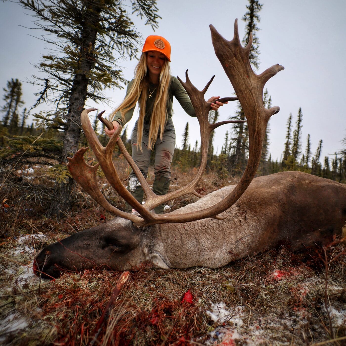 Woman on a caribou hunt