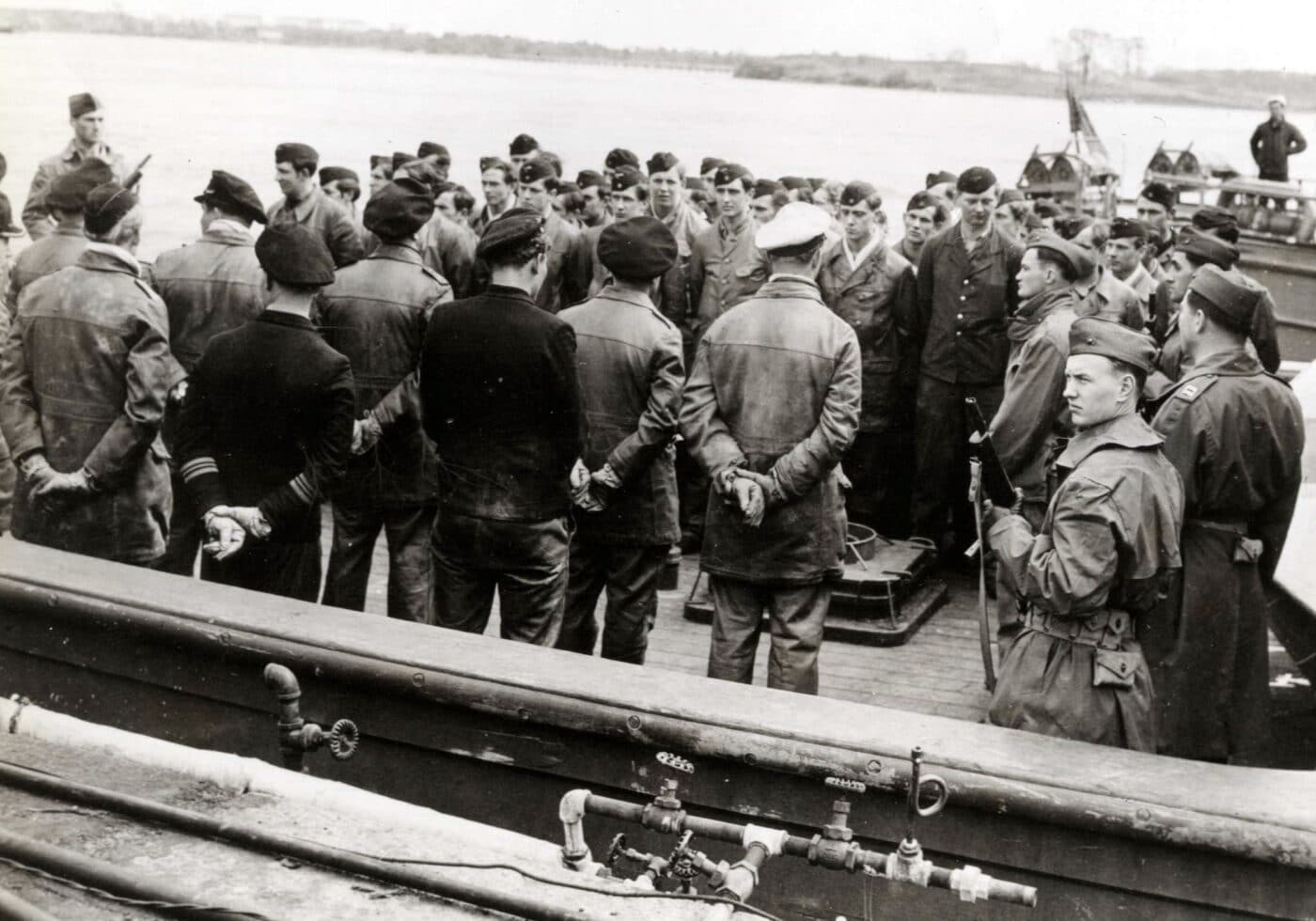 US Marines guard U-boat prisoners