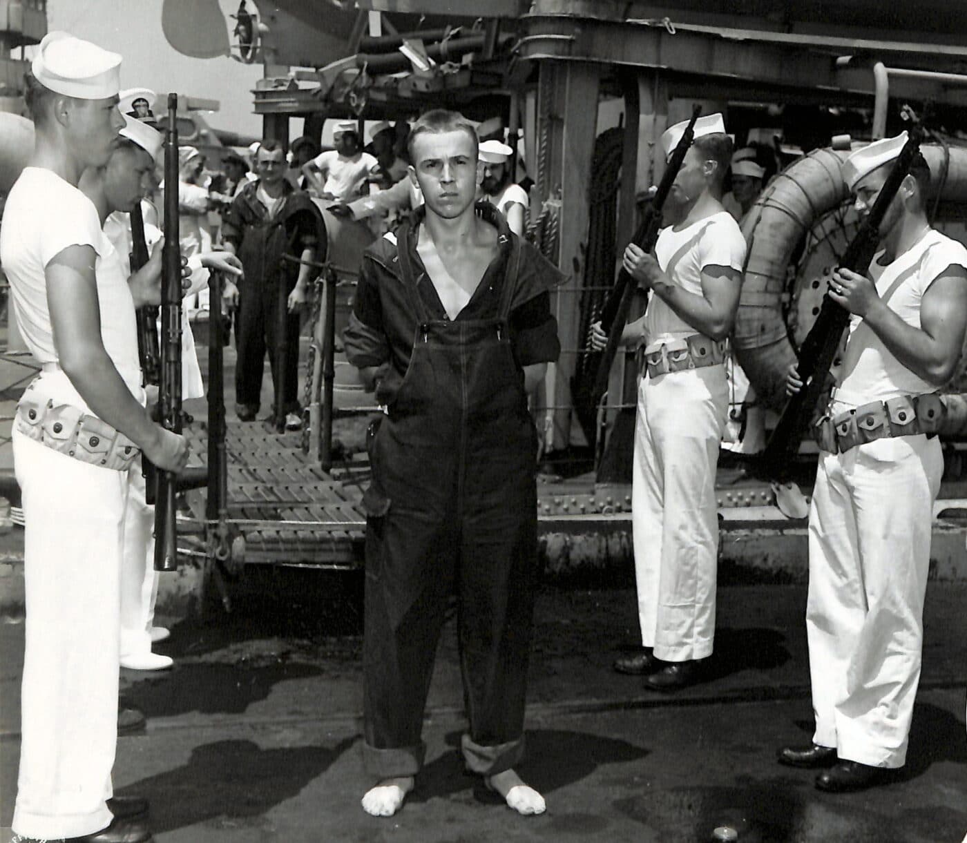 US Coast Guardsmen with Springfield M1903 rifles guarding captured U-boatmen