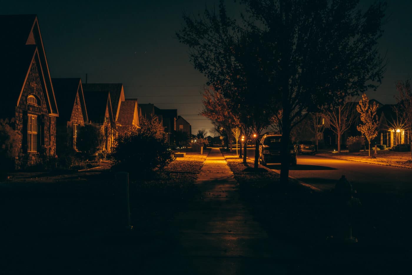 Dark neighborhood street