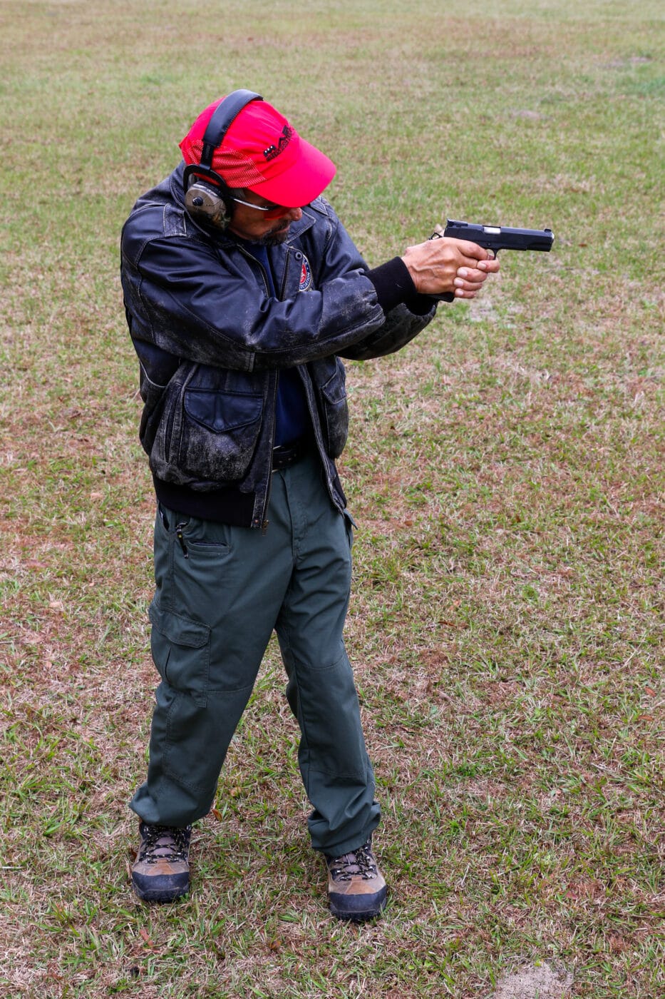 Massad Ayoob demonstrating the Classic Weaver stance