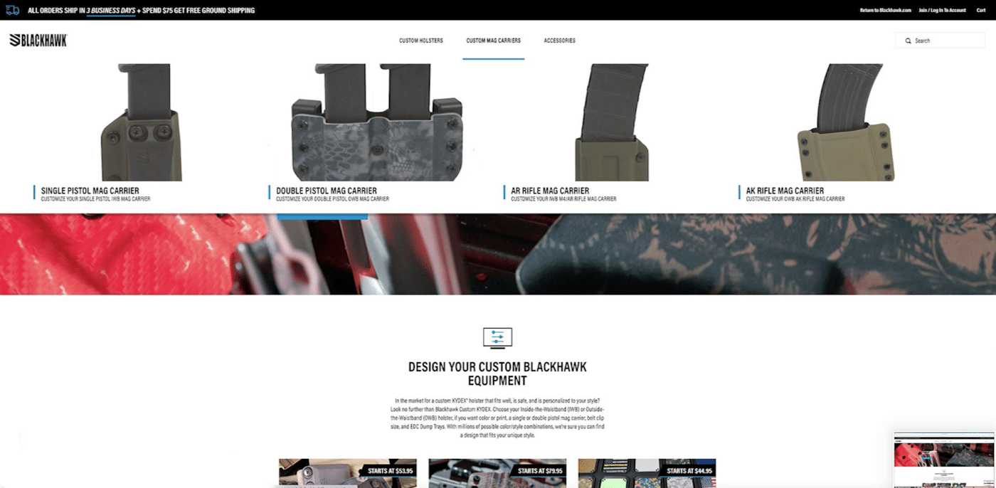 Magazine pouch customization on blackhawk.com