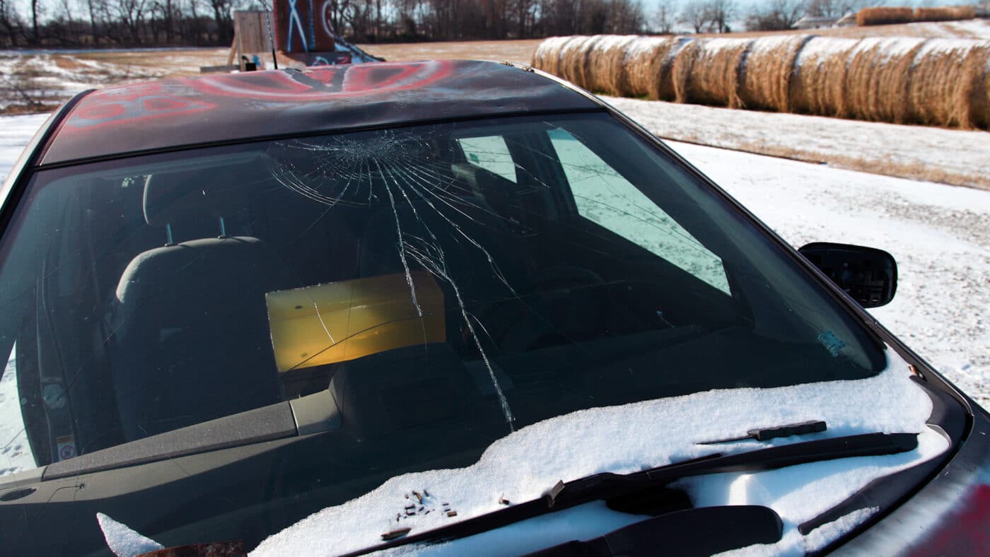 Ballistic gel shot inside car