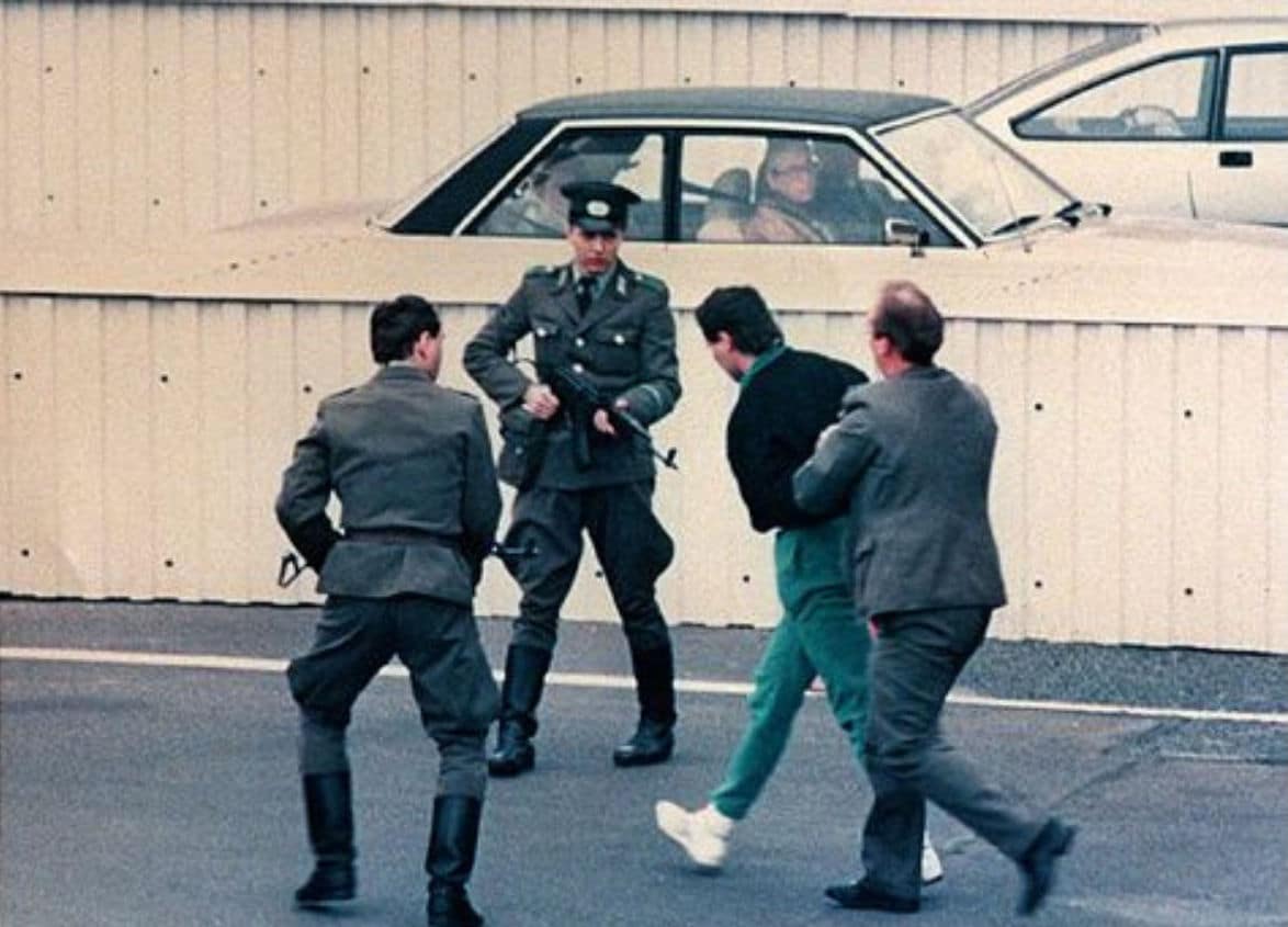 East German border guards at the Berlin Wall